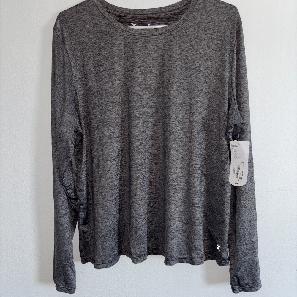 Xersion Grey Long Sleeve Tee Round Neck Top Size XL NWT